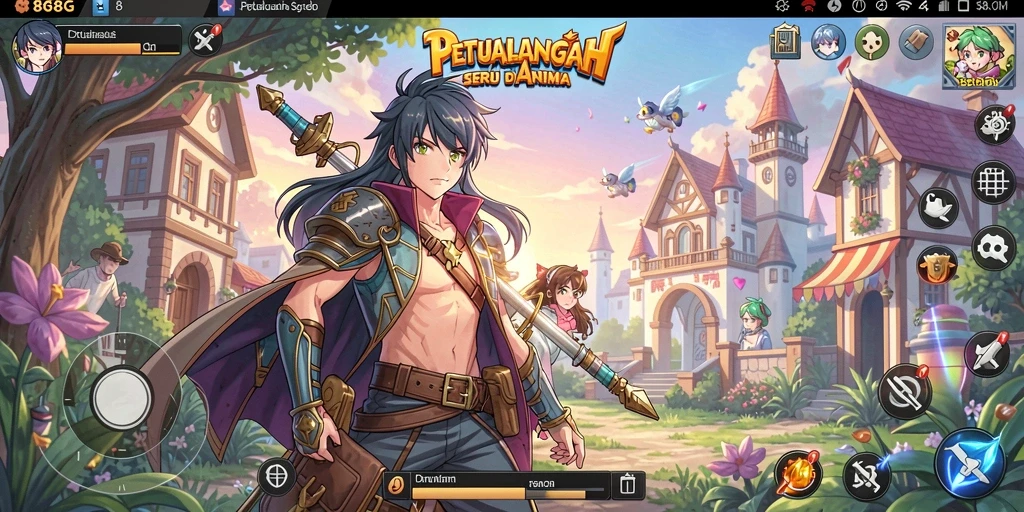Screenshot gameplay 8G8G menampilkan pertempuran karakter anime yang seru.