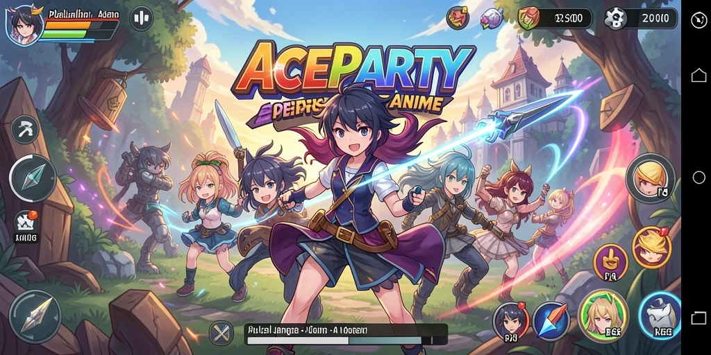 Tampilan gameplay ACEPARTY yang menakjubkan dan karakter anime yang mengagumkan.