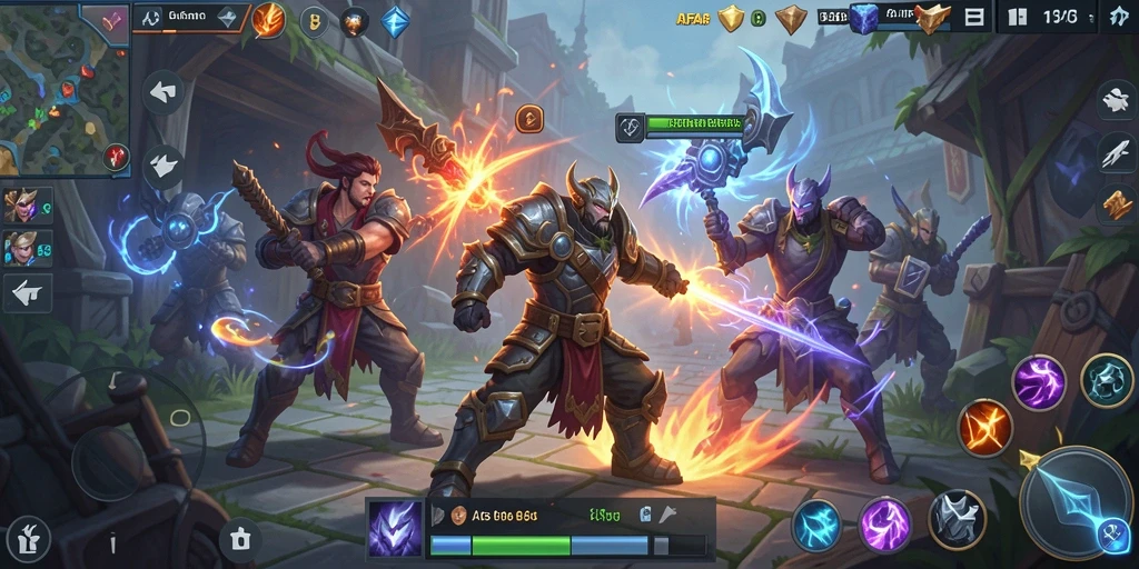 Screenshot AFAF menampilkan aksi seru dalam pertarungan MOBA.
