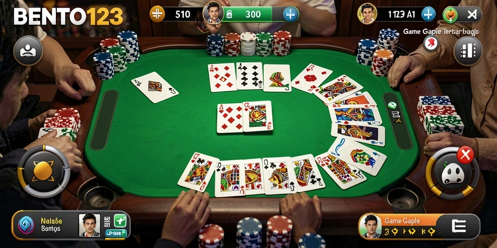 Tampilan gameplay BENTO123 yang seru dalam permainan Gaple.