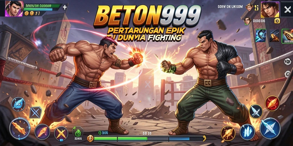 Screenshot dari gameplay pertarungan seru di BETON999.