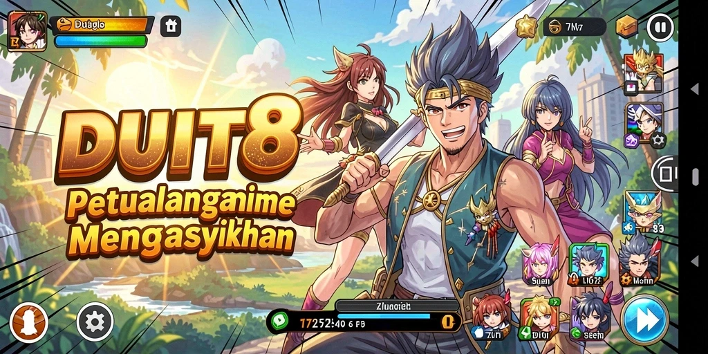 Tampilan gameplay seru dalam <strong>DUIT8</strong> dengan karakter anime yang menarik.