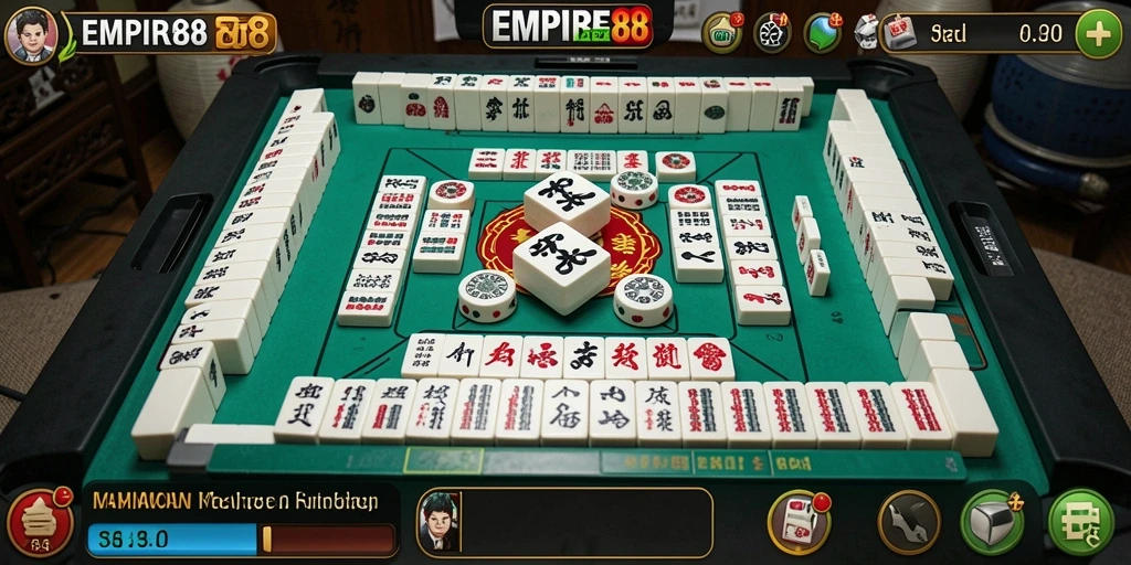 Tampilan gameplay EMPIRE88 yang menarik dengan elemen Mahjong di layar.