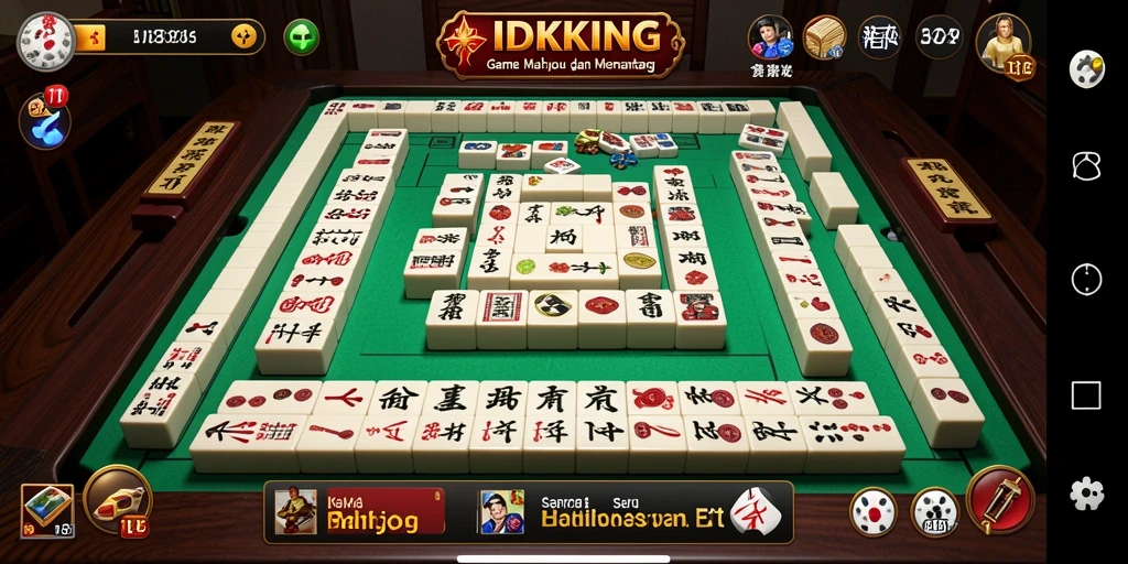 Tampilan gameplay seru dalam IDRKING menunjukkan kecocokan ubin Mahjong.