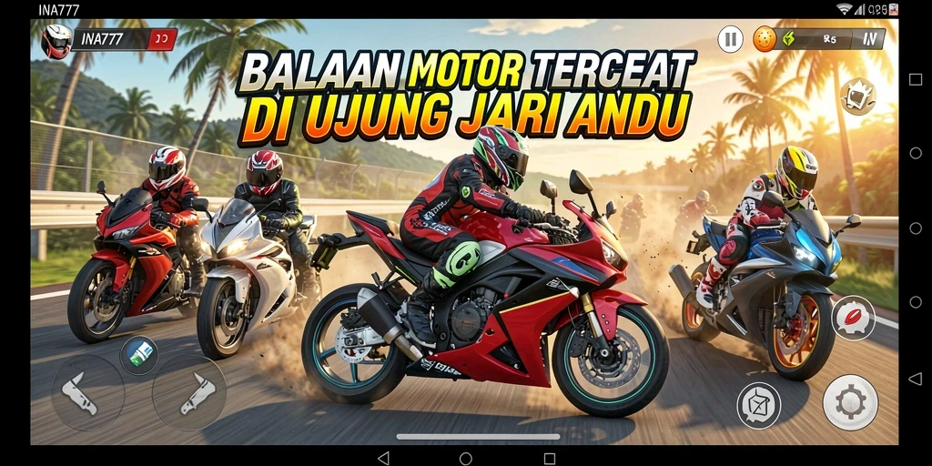 Gameplay INA777 yang menegangkan saat balapan motor di trek.