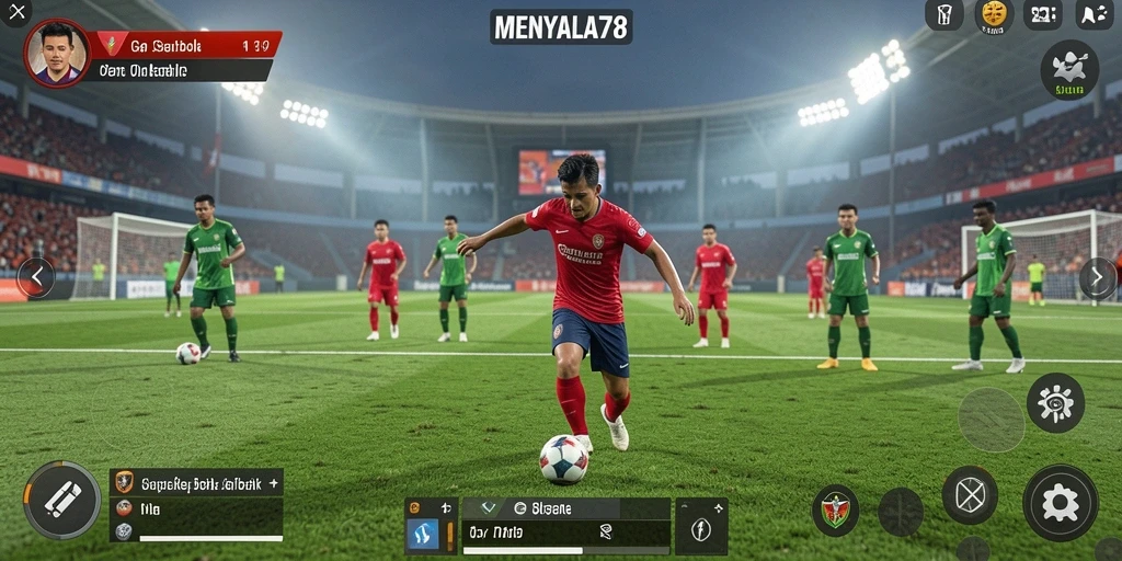 Screenshot MENYALA78 menunjukkan aksi seru dalam permainan sepak bola.