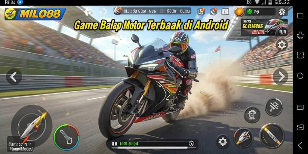 Screenshot gameplay pertarungan balap motor di MILO88.